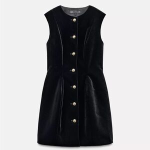 Zara ZW Collection Black Short Velvet Peplum Dress - Size L